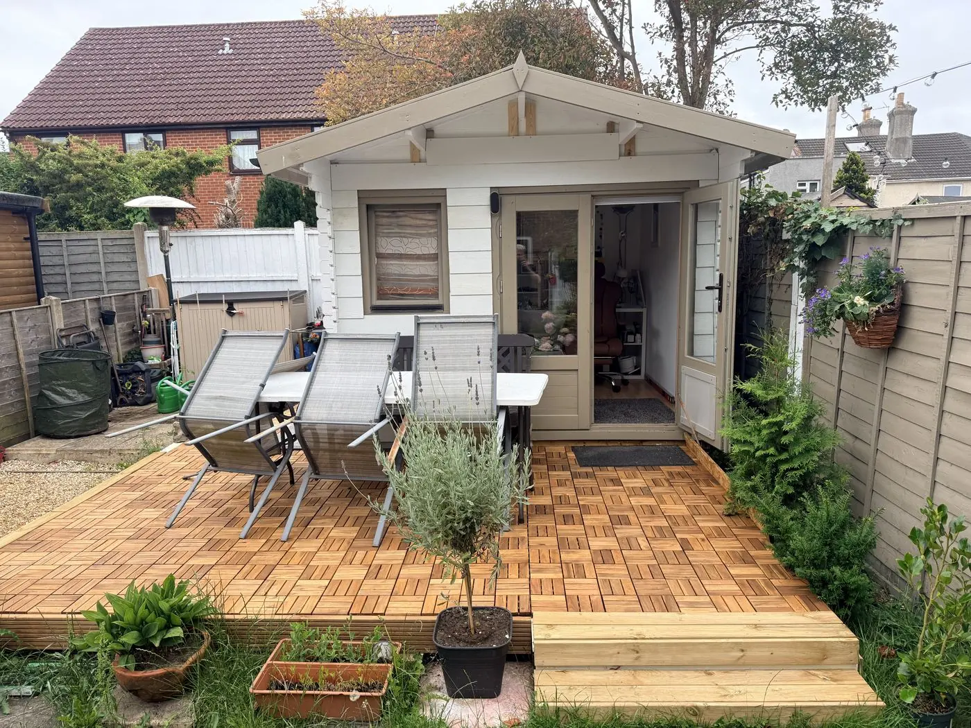 Garden room with new decking and planting completed